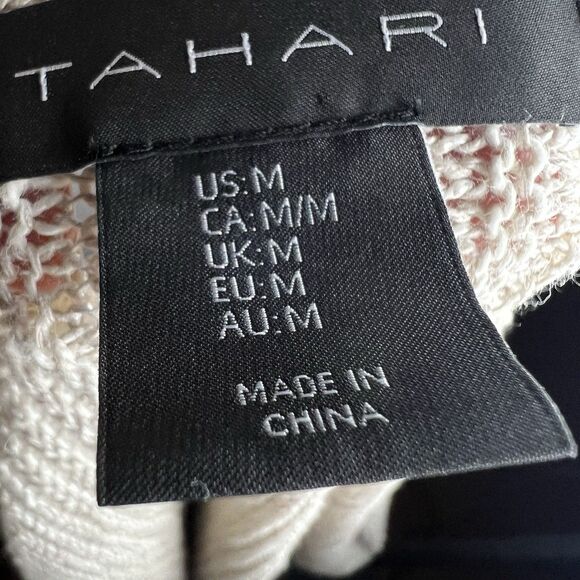 Tahari Linen Blend Long Cardigan Beachy Coastal Minimal Long Open Knit Size M - Picture 4 of 4